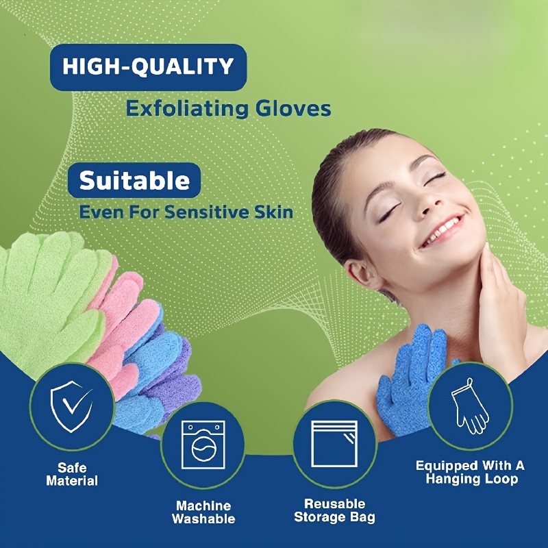10pcs Colourful Exfoliating Gloves, Bath Gloves For Shower, Double Sided Exfoliating Gloves, For Spa, Massage And Body Scrubs. 