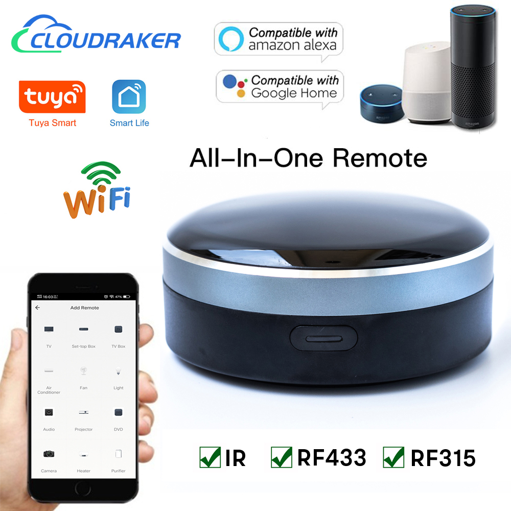 Tuya IR RF 433/315 Universal WIFI Smart Remote Control for TV AC Curtains Roller Shutter Works with Alexa Google Home Siri. 