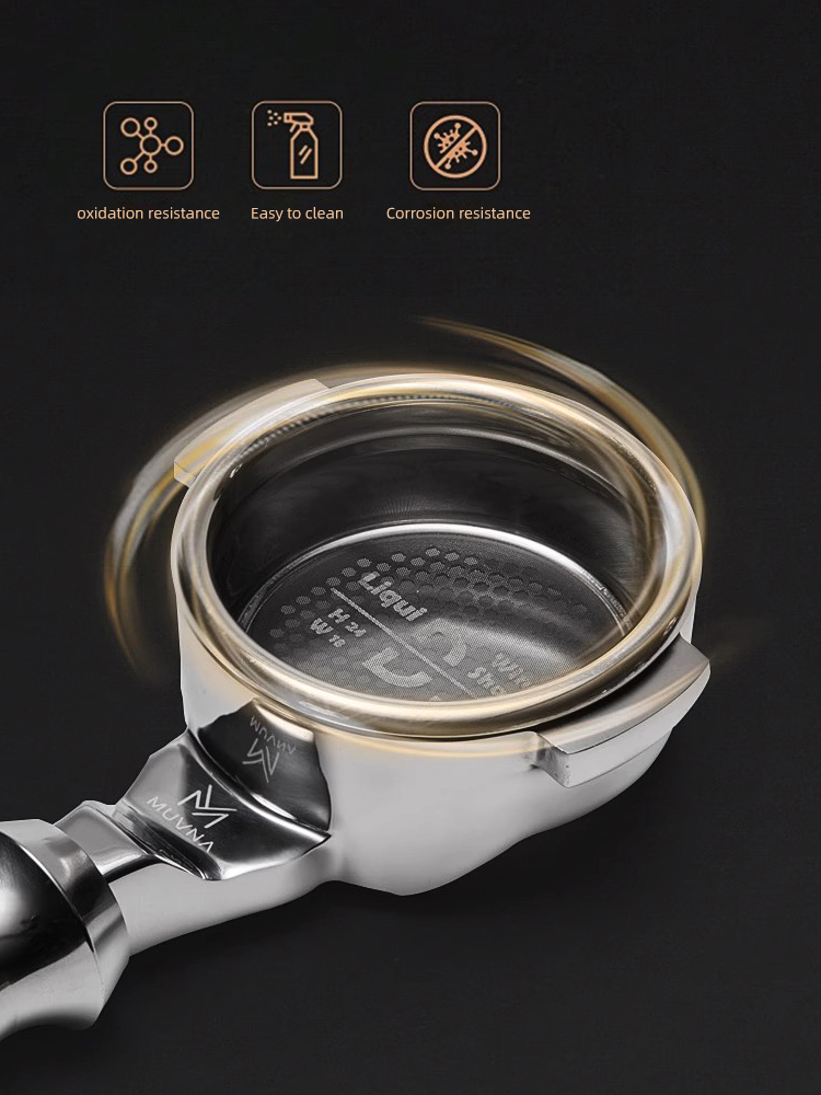 MUVNA Espresso Bottomless Portafilter 2 Ears 58MM Coffee Products Stainless Steel With E61, ECM, Rocket, Sanremo, Faema. 