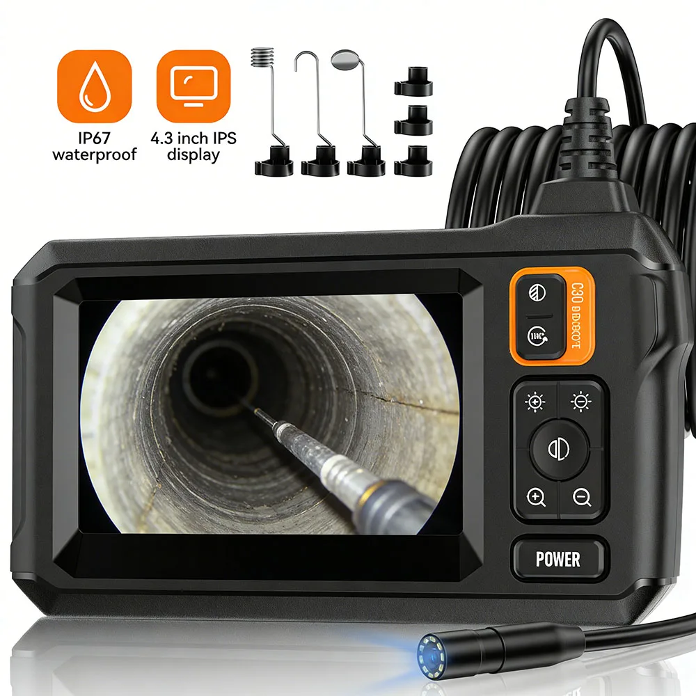 Endoscope Camera 4.3 "Single Dual Lens 1080P Automotive Borescope Endoscopic Car Drain Piping 8mm Inspection Endoscope Camera