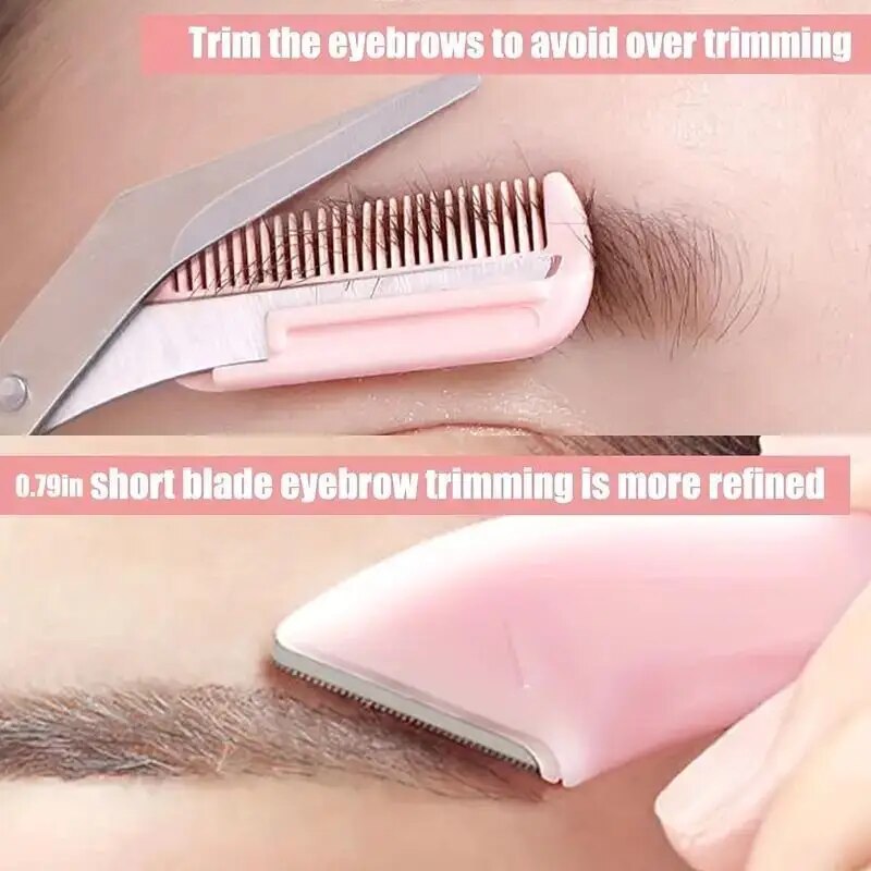 Eyebrow Trimmer Set with Comb Perfect for Men AndWomen Suitable for All Skin Types Curved Razor and Scissors for EasyHair Remova. 
