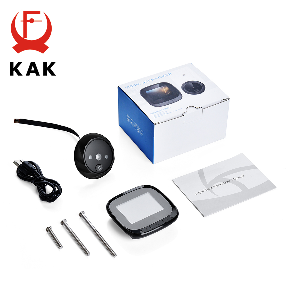 KAK 2.4"  LCD Screen Electronic Door Viewer Bell IR Night Door Peephole Camera Photo Recording Digital Door Camera Smart Viewer. 