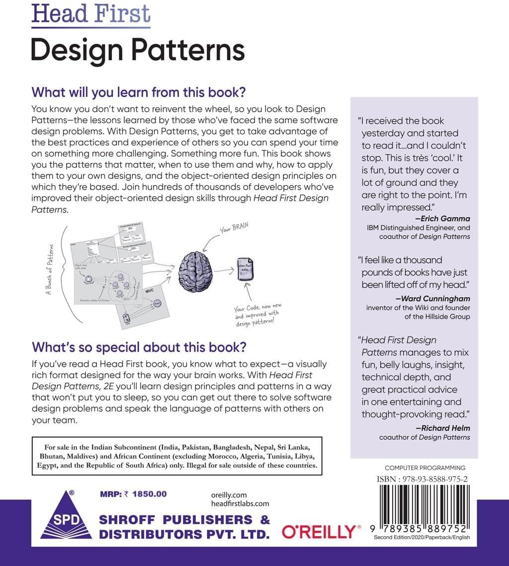 Head First Design Patterns: Building Extensible and Maintainable Object-Oriented Software, Second Edition (Grayscale Indian Edition). 