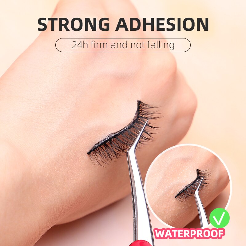 10 Pieces Glueless Fake Eyelashes Self Adhesive Strip Line Waterproof Reusable 40mm with Operation Board. 