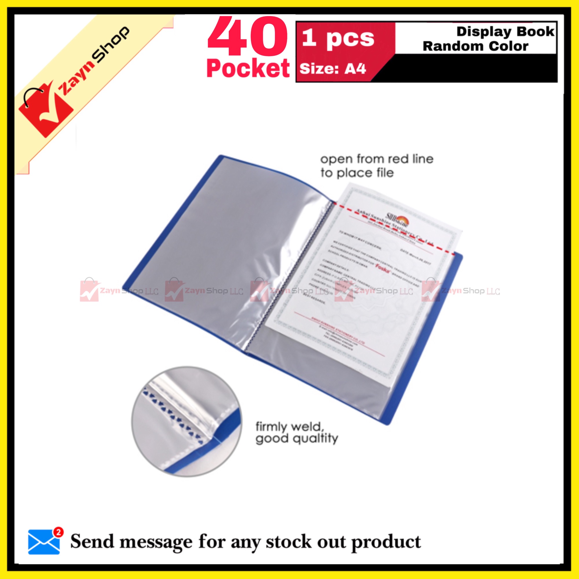 Display Book 40 Pocket Thin Plastic File Folder Display Presentation Book, A4 Size Random Color 1pcs - Innovative Design - Organize with Style. 
