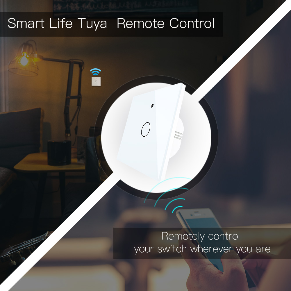 MOES WiFi Wall Touch Light Switch RF433 Wireless Remote Control Tuya/Smart Life App Backlight Alexa Google Voice US EU 2/3way. 