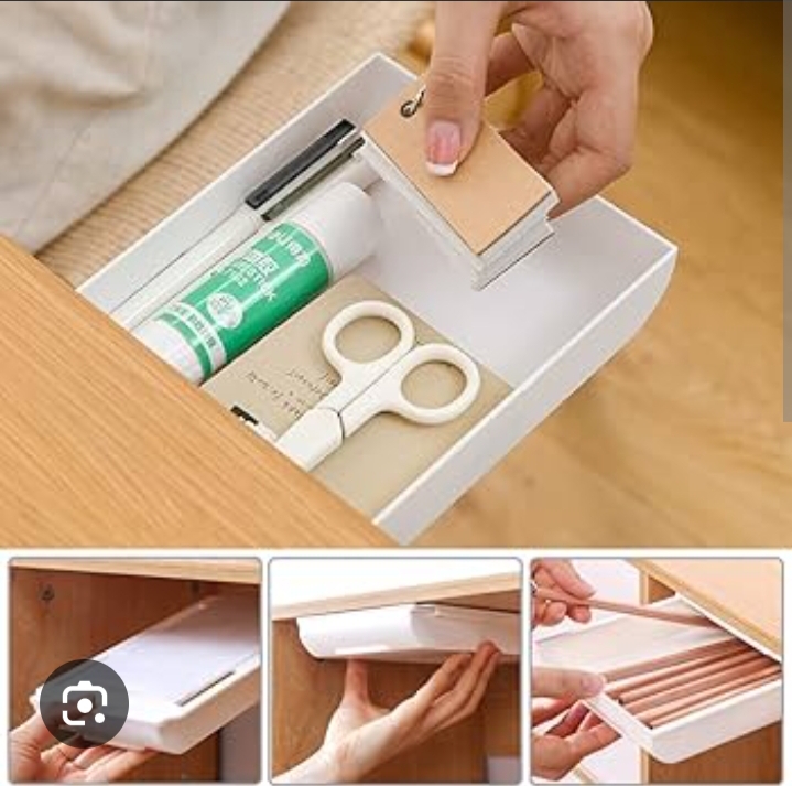 Table Storage Drawer Organizer Box Pencil Tray Desk Hidden Under Desk Stand Self-adhesive under-drawer Storage Box

Under Desk Drawer Organizer, Punch Free Under-The-Table Drawer, Self-Adhesive Hanging Pencil Drawer, Hiding Under Drawer Storage Drawer. 