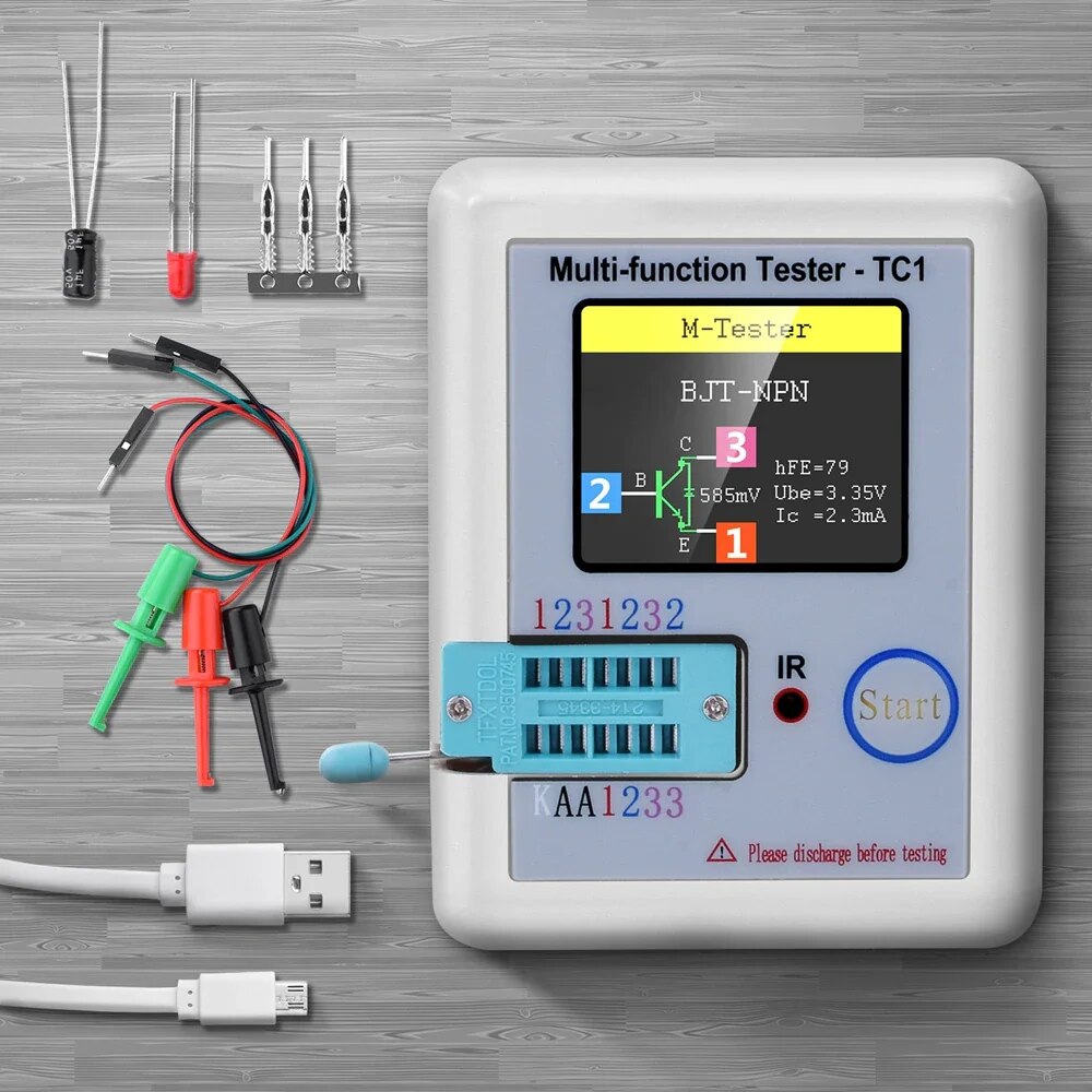 LCR TC1 1.8 Inch TFT LCD Display Multimeter Transistor Tester Diode Triode Capacitor Resistor Test Meter. 