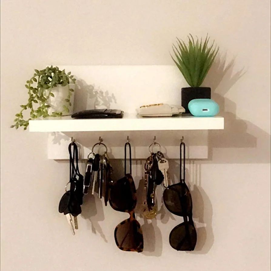  Key Holder for Home, Key Stand for Wall with Wall Decor Shelf, Key Hanger, Key Holder | With 5 Key Hooks