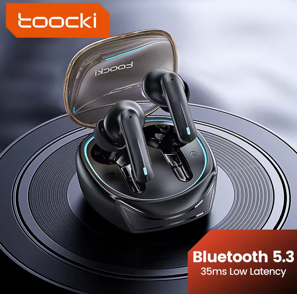 Toocki Bluetooth 5.3 Wireless Headphones Earphone TWS In-Ear Waterproof Headset LED 40H 35ms Low Latency Earbud with Microphone