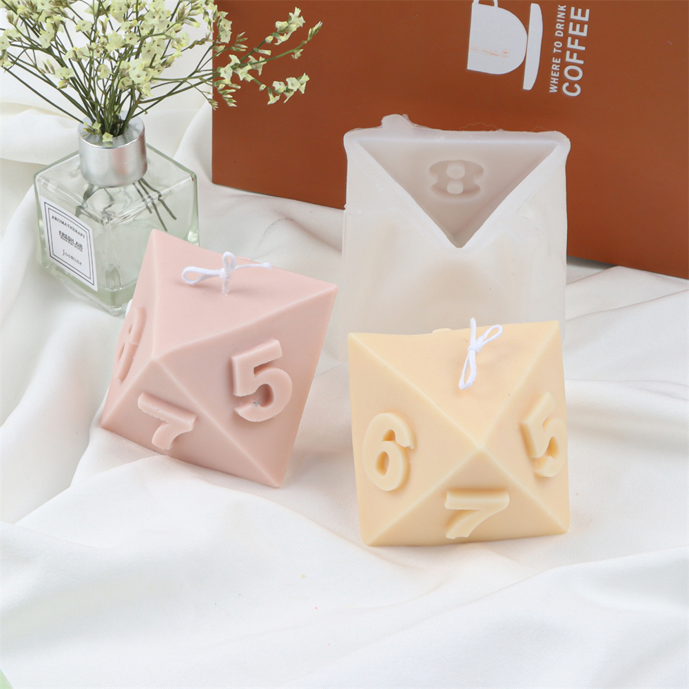 Large Silicone Polyhedral Dice Candle Mold Scented Soap Epoxy Resin Moulds Triangle Diamond Handmade Soap Making Tool. 