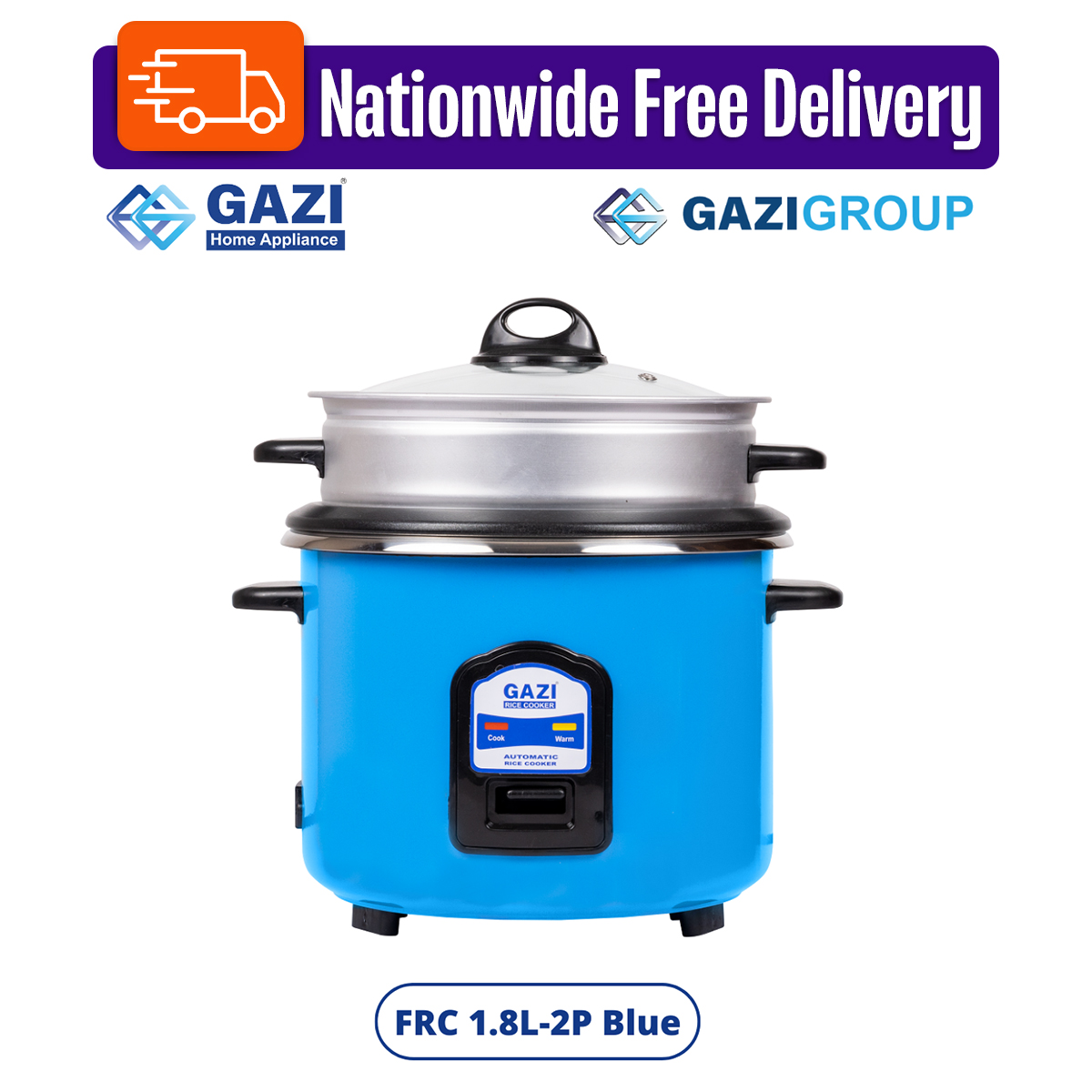 Gazi Rice Cooker FRC-1.8L-2P - Non-Stick and Stainless Steel