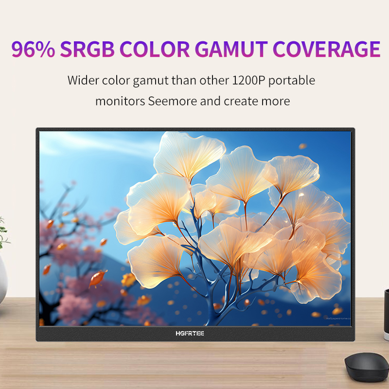 HGFRTEE 16inch Touch Portable Monitor 16:10 96%sRGB 350Cd/m² Second Screen For Laptop With Holder Stand Type-C HDMI-Compatible. 