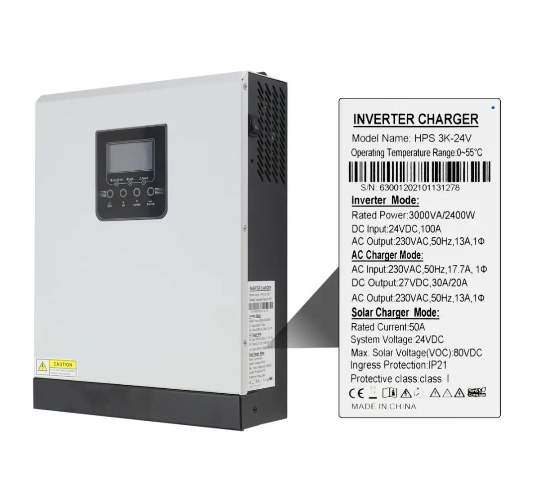 3kw hybrid solar inverter with Lithium phosphate battery combo setup. 