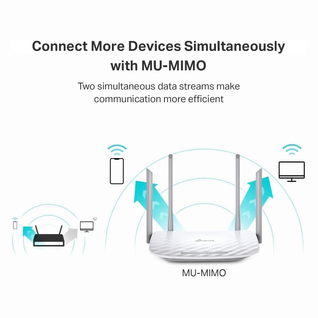 TP-Link Archer C50 AC1200 Wi-Fi Dual Band Router, 4 x 10/100 Mbps Fast Ethernet Ports, Supports MU-MIMO, Beamforming, Guest WiFi, Access Point Mode, IPv6 and Parental Controls. 