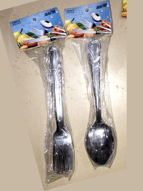 24 pieces tea and fork Spoon (12 pieces tea and 12 pieces fork) spoon 5" inch size Stainless steel quality  use for Home and Office. 