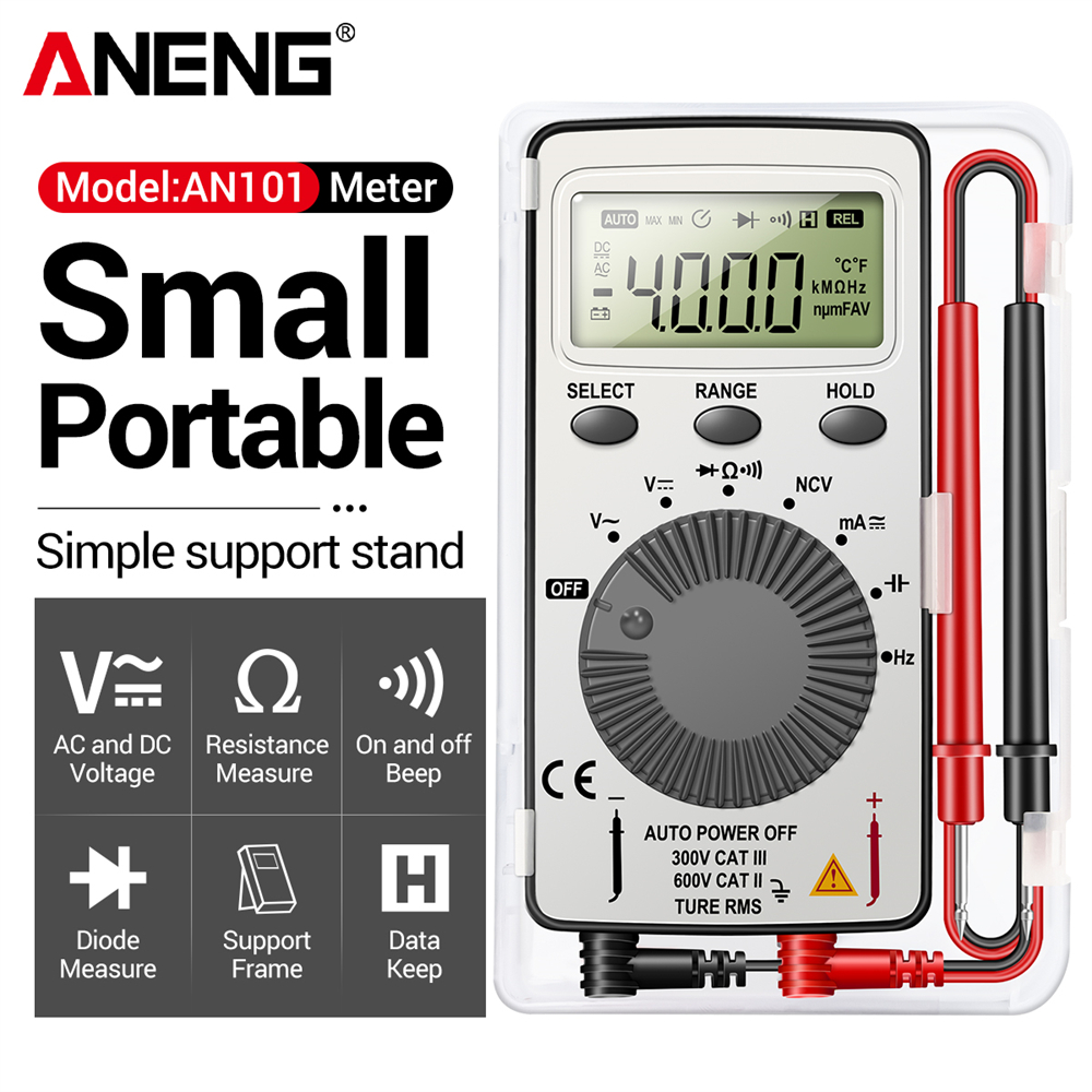 ANENG AN101 Mini Digital Multimeter1999 T-RMS AC/DC NCV Capacitance Ammeter Voltmeter Tester multimetro digital profesional test