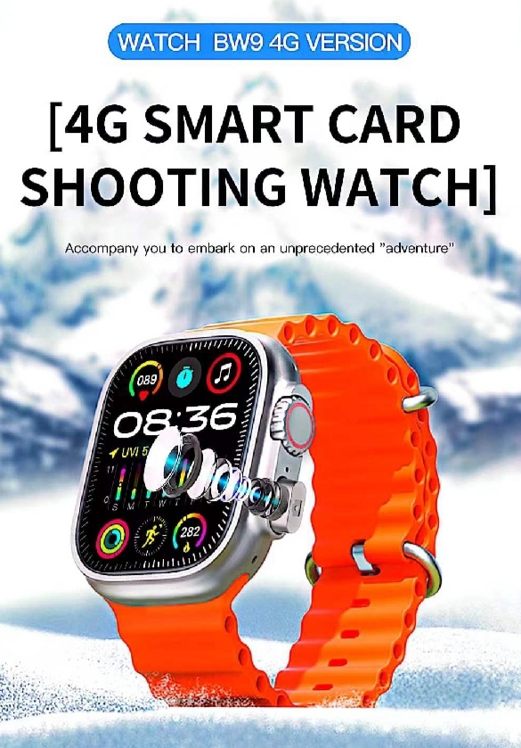 Sim Supported BW9-4G / BW10-4G Sim Card Smartwatch +Hidden Camera+4G Sim slot with
2.2 inch HD Display Smart watch Carbon Free pair strap, full touch screen with one strap and wireless charger for men's and boy's. 