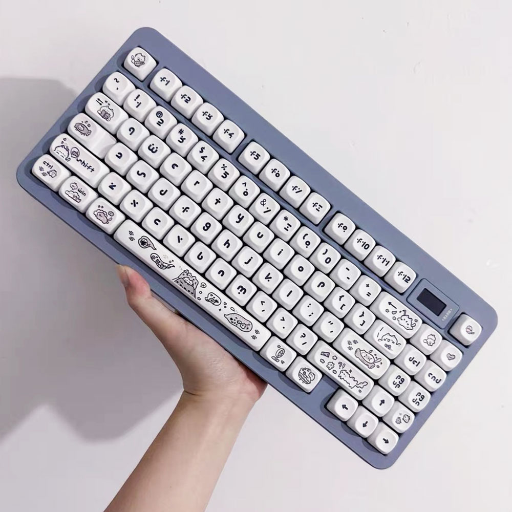 Naught Cat Black White Keycap 140 Keys MOA Profile PBT Keycaps Dye Sublimation for MX Switch Gaming Mechanical Keyboard Keycap. 