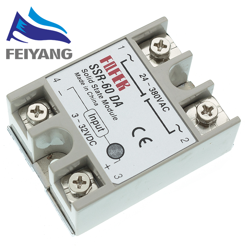 SSR-40DA 25DA 60DA DC to AC Solid State Relay Module Temperature Controller 24V-380V 40A 250V/25A 250V/ 60A 250V. 