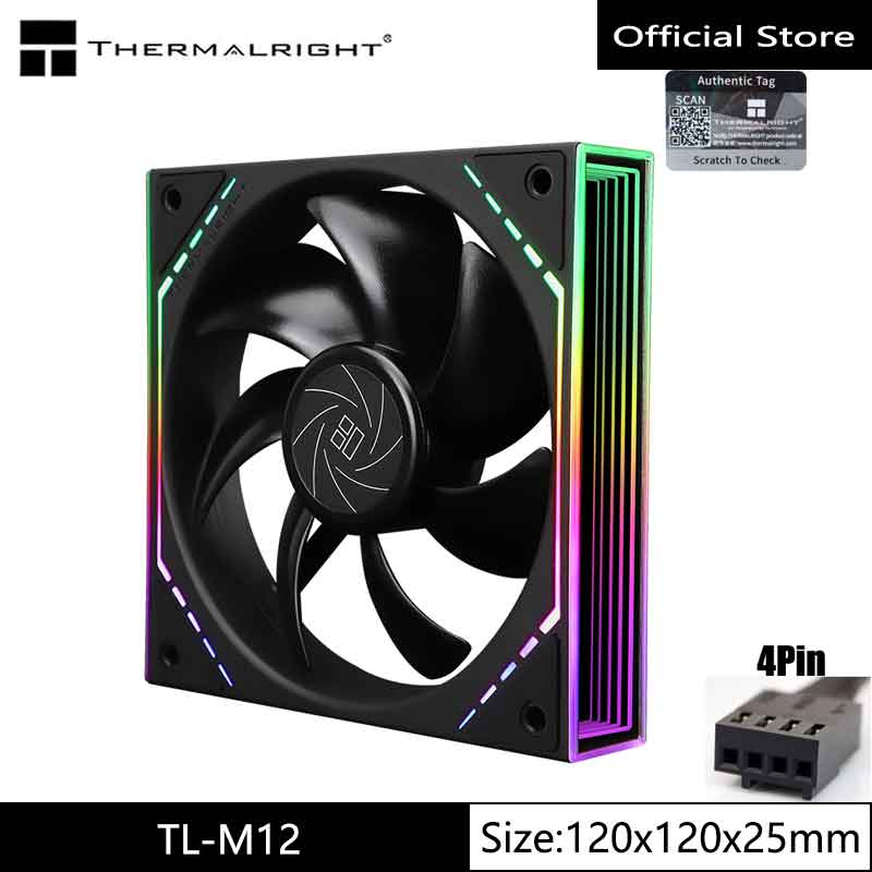 Thermalright TL-M12 12cm ARGB chassis cooling fan, unlimited frame fan, colorful halo PWM cooling fan. 