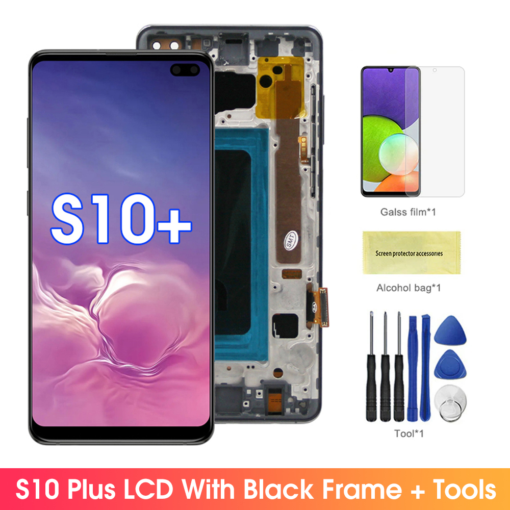 Screen for Samsung Galaxy S10 Plus S10+ G975 G975F Lcd Display Digital Touch Screen  with Frame for Samsung Galaxy S10 Assembly. 