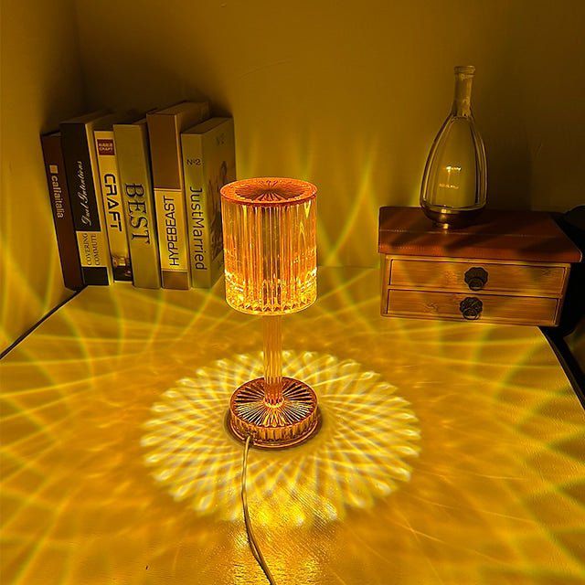 Modern Diamond Crystal Table Lamp with Touch Switch Warm. 