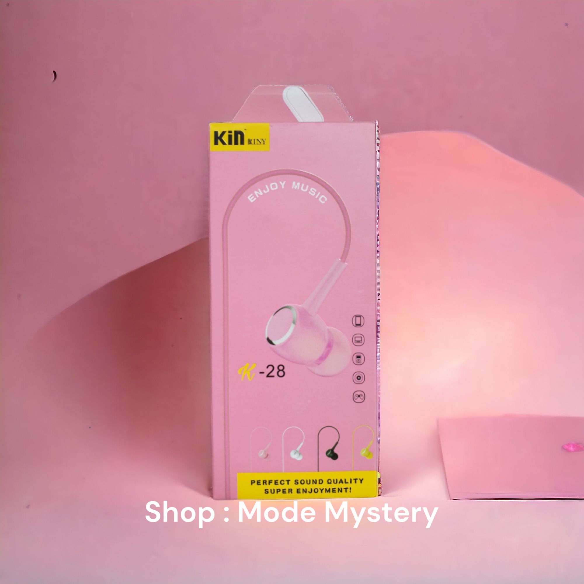 KIN -28 High Quality Wired Earphone Best Sound Quality Pink Color For any Android device. 