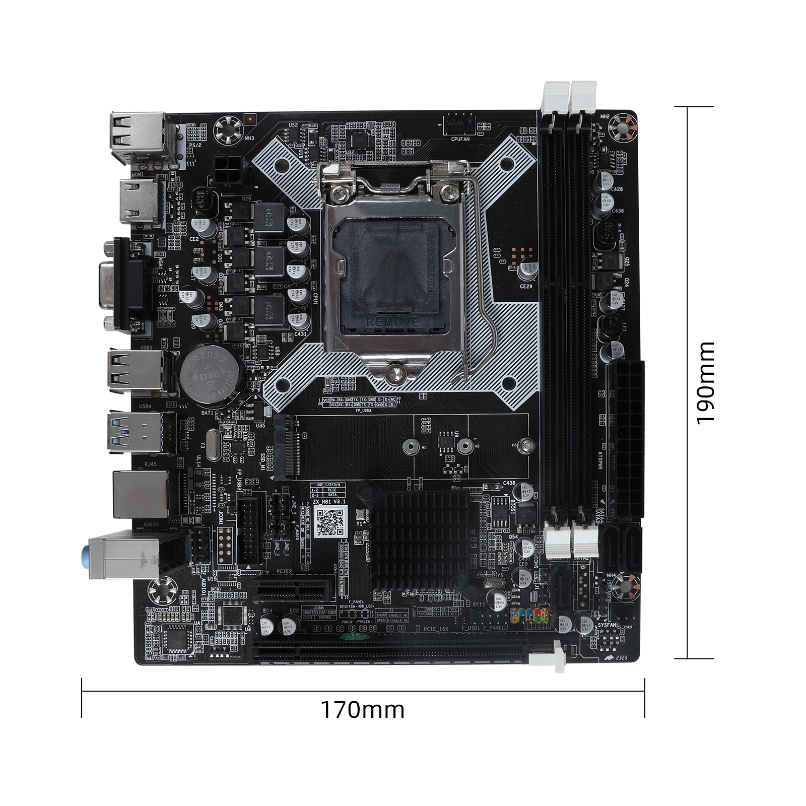 ZX-H81 Motherboard LGA 1150 Support i3 i5 Processor DDR3 RAM H81 Mainboard. 