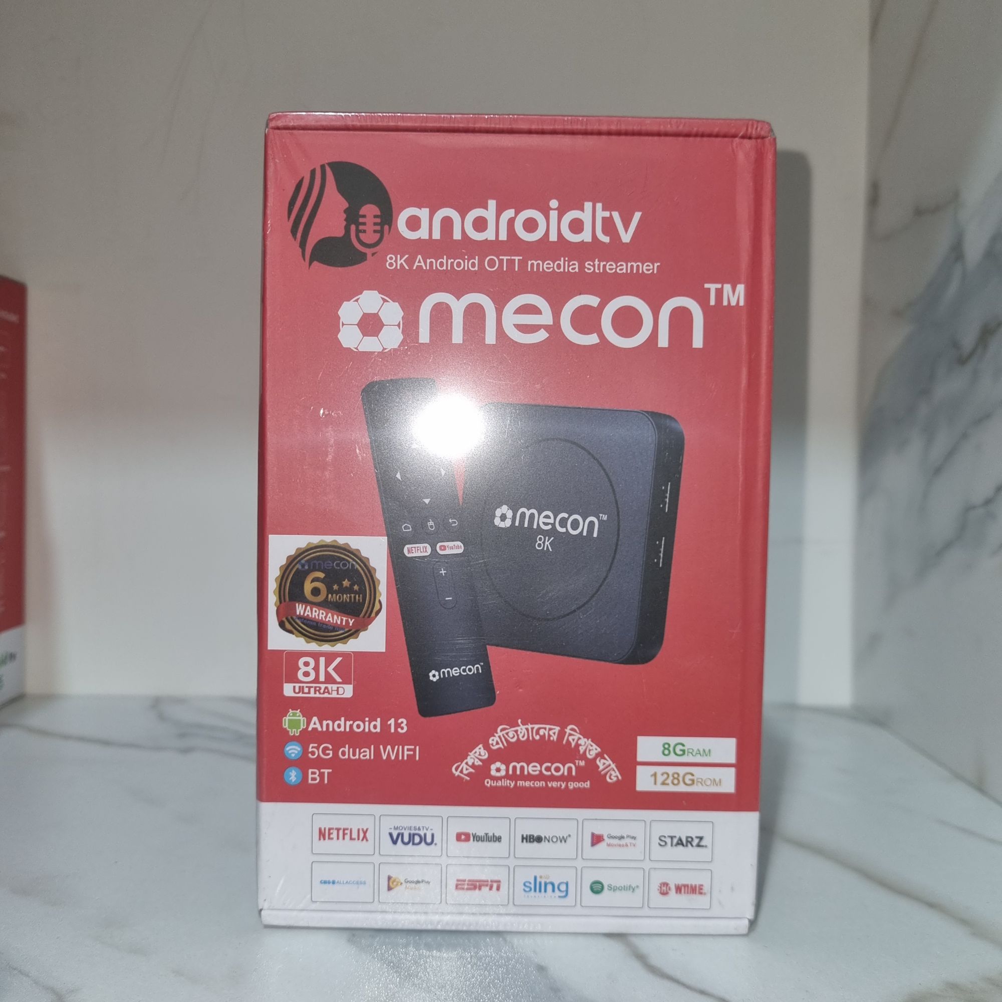 mecon Android Tv box (8-128)GB Ram Rom with Voice control remote. 6month warranty. 