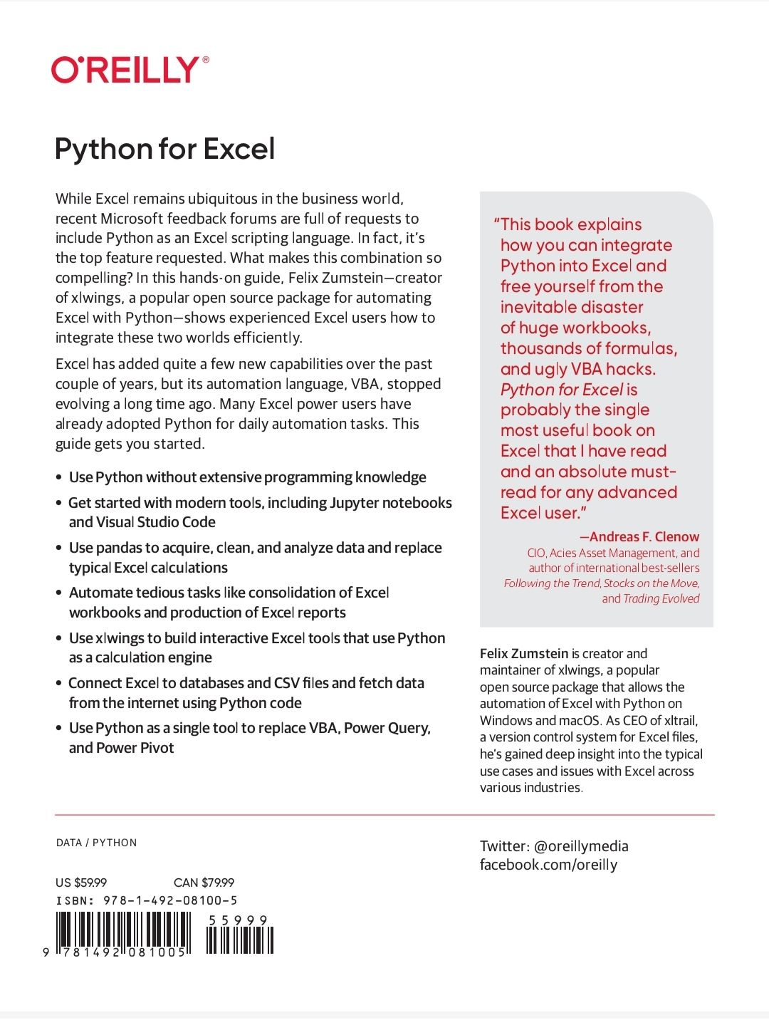 Python for Excel

A Modern Environment for Automation and Data Analysis. 
