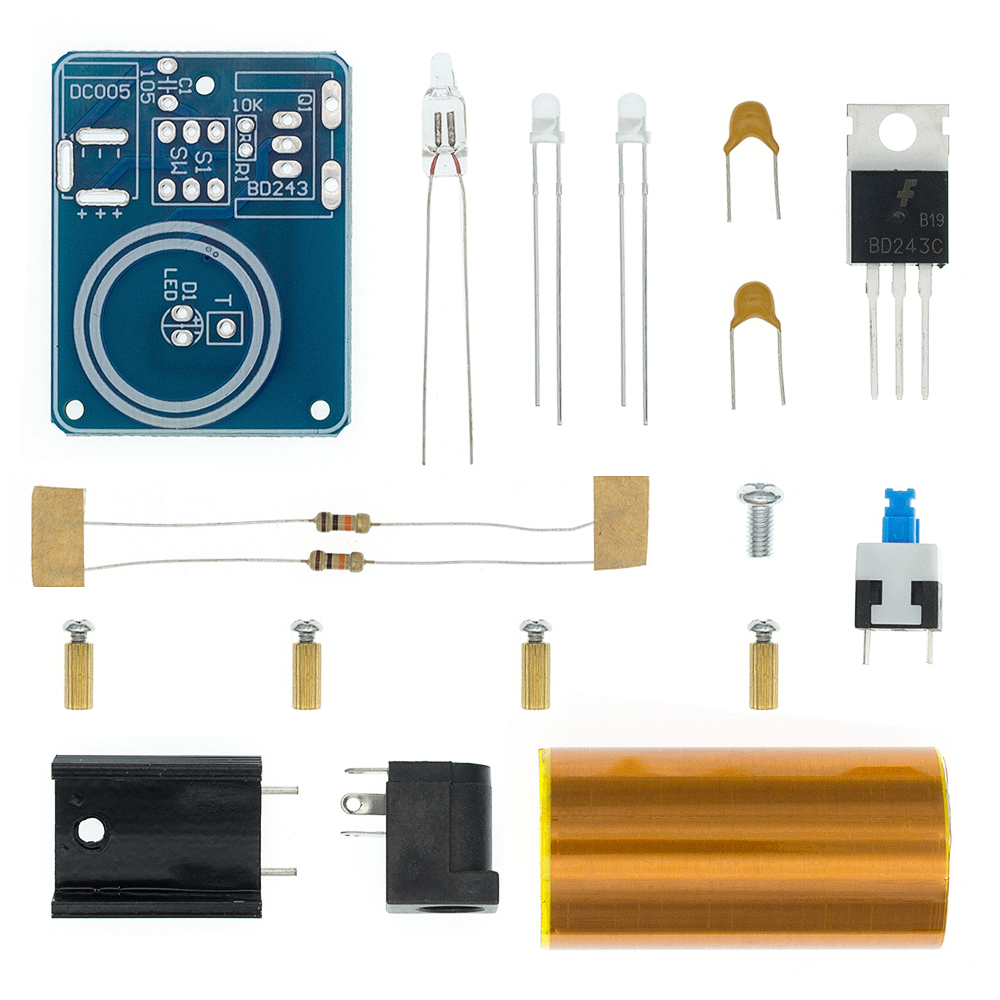 1PCS BD243 Mini Tesla Coil Kit Magic Props DIY Parts Empty Lights Technology Diy Electronics BD243C. 