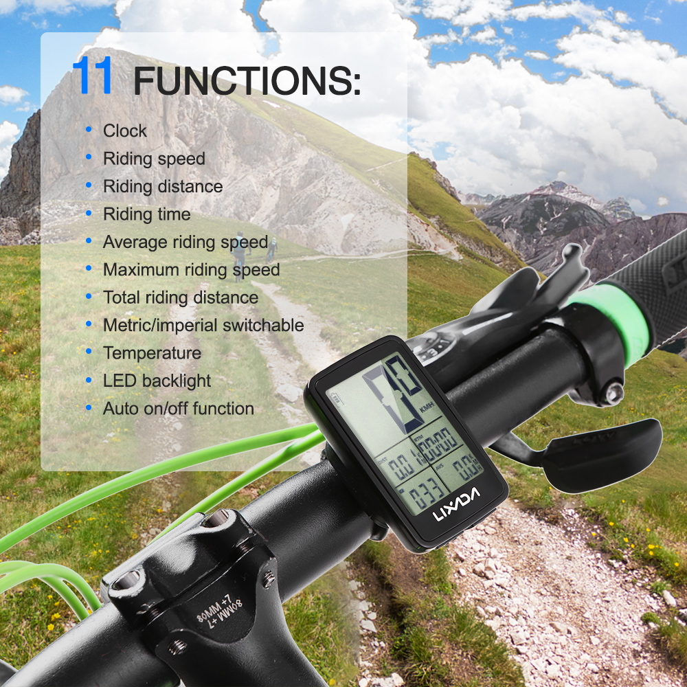 LIXADA BKV-1206 Wireless Bike Speedometer USB Rechargeable Bike Cycling Computer Bicycle Speed Meter Odometer Bicycle Computer. 