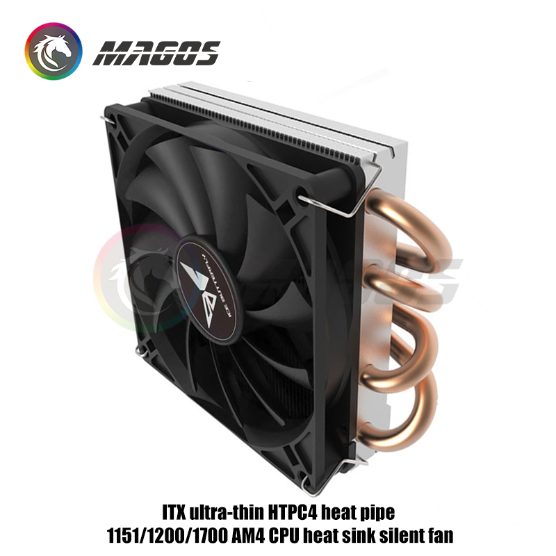 Mini ITX Case CPU Air Cooler Ultra-thin H39mm 4 Copper Heatpipes CPU Radiator 4Pin PWM For AMD AM4/ Intel 115X 1700 Platforms. 