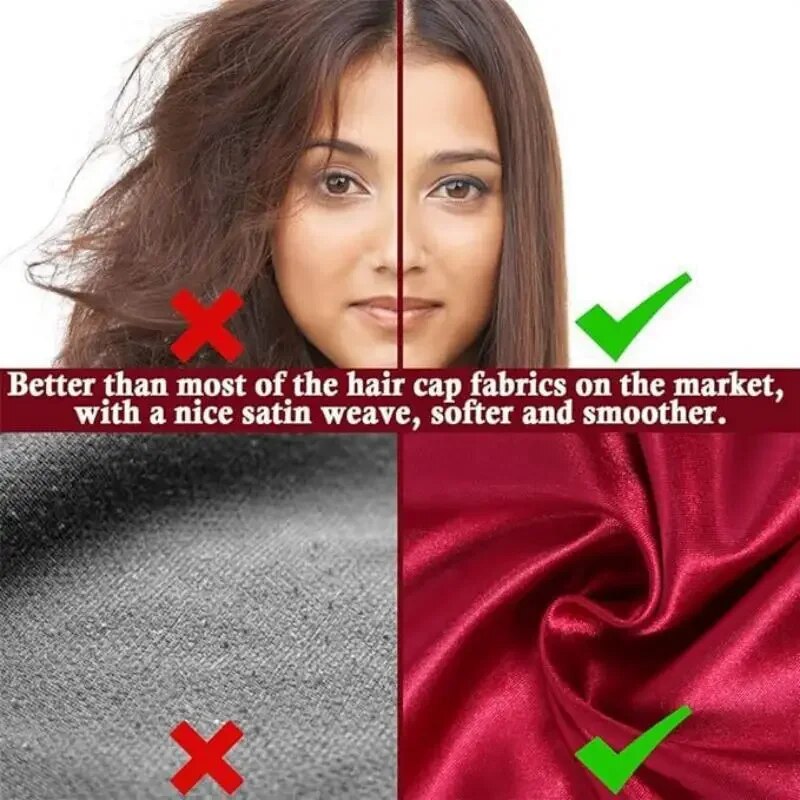 Women's Wide Brim Nightcap Silk Bonnet Hair Wrap for Sleeping Sleep Cap With Elastic Soft Band Sleep Cap With Elastic Soft Band. 