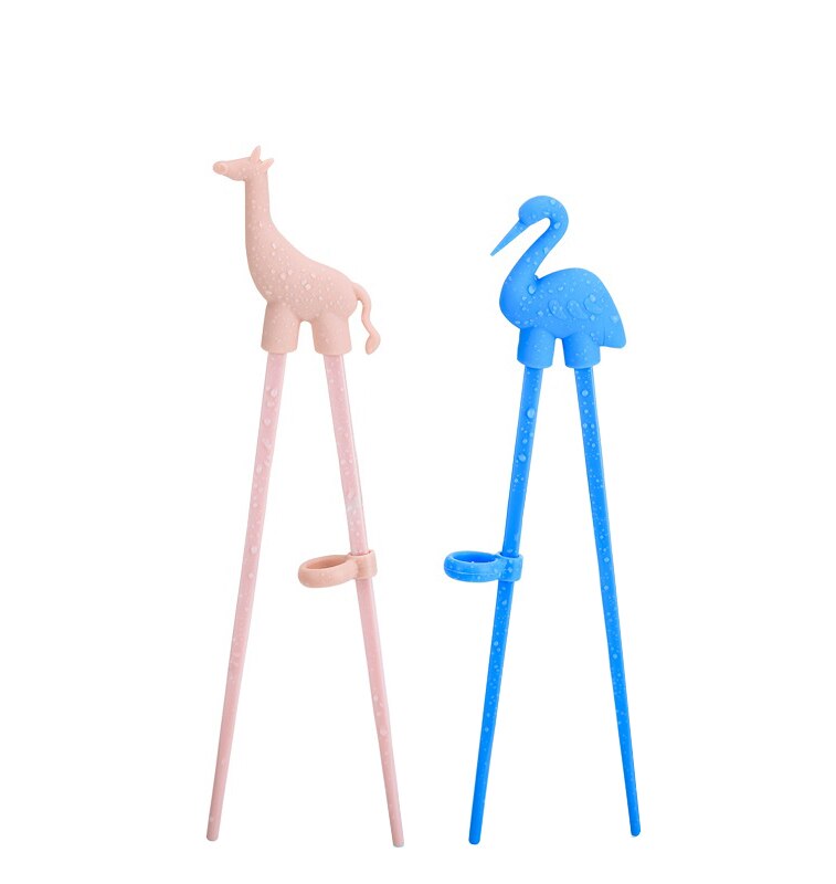 Animal Training Chopsticks for Kids and Beginners Reusable Children Eat Helper with Adjustable Finger Holders. 
