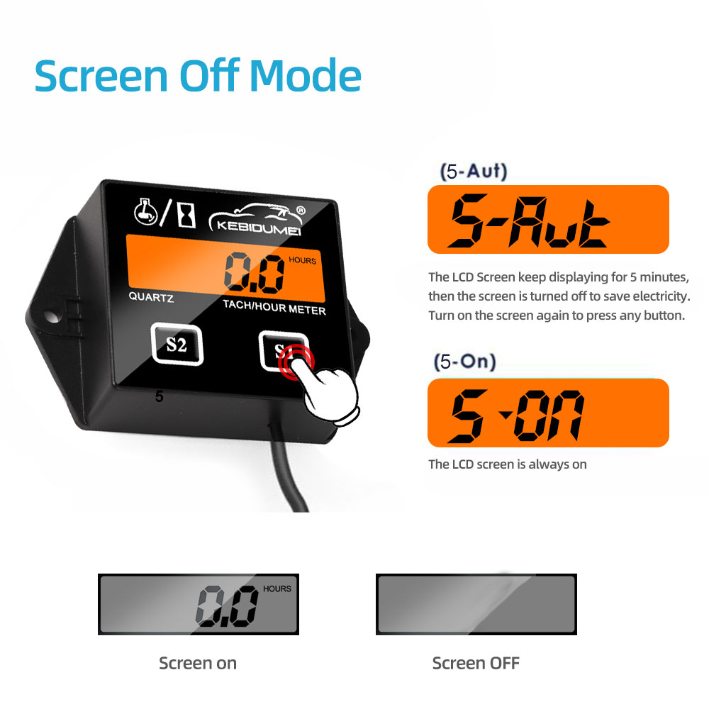 Kebidumei Digital Engine Tach Hour Meter Tachometer Gauge Engine RPM LCD Display Waterproof For Moto Marine Chainsaw Pit Boat. 