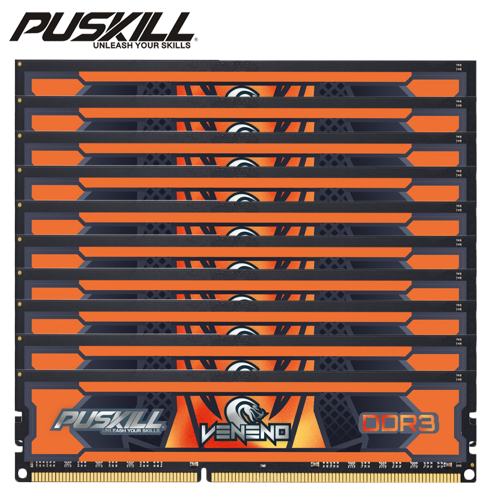 10 PCS PUSKILL Desktop Memoria Ram DDR3 8GB 4GB 2GB 1.5V 240 Pin PC3 1600MHz 1333MHz Udimm Memory Wholesale