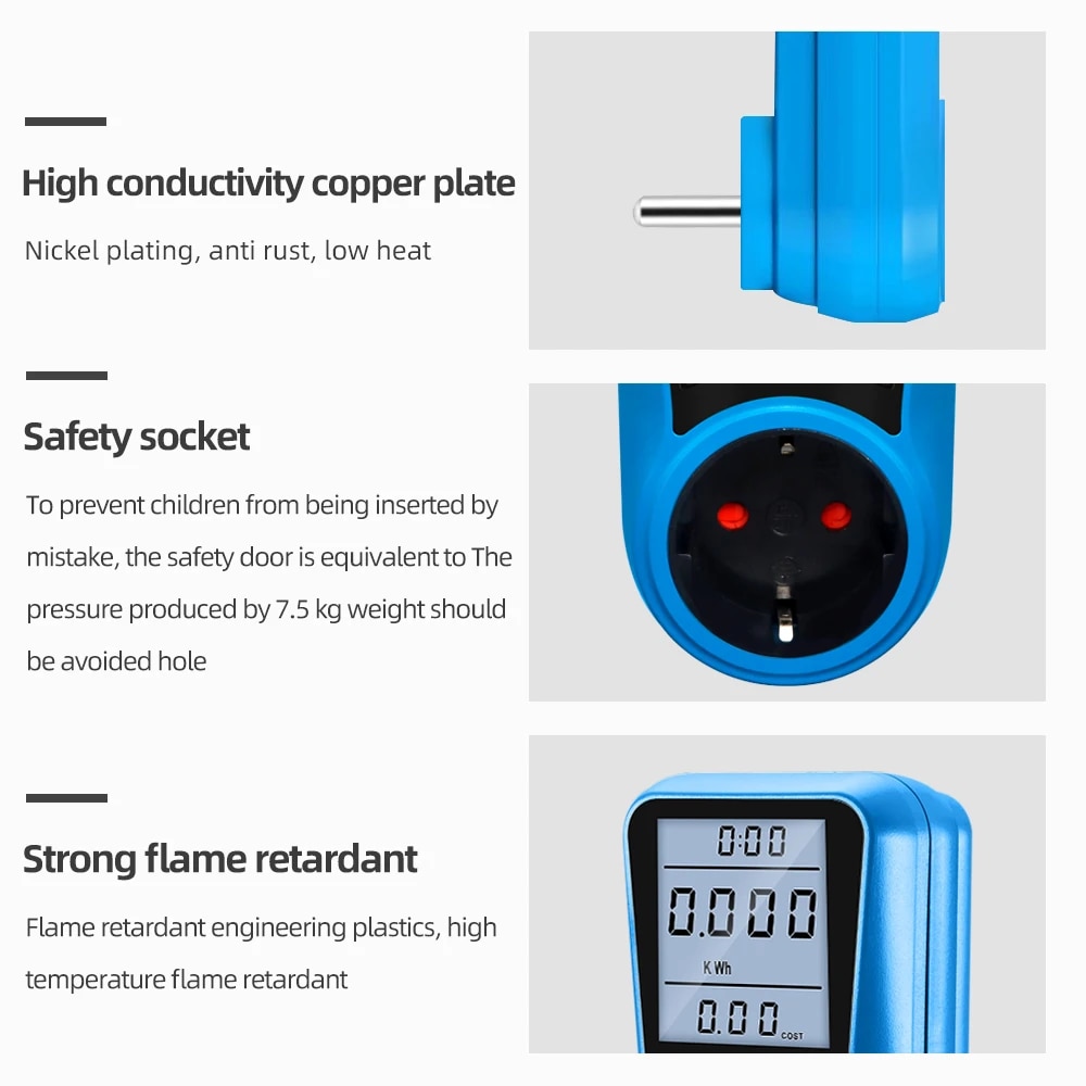 Digital Wattmeter 220V 110V AC Power Meter Electricy Consumption Energy Meter Power Kilowatt Wattage Electricity Meter EU Plug. 