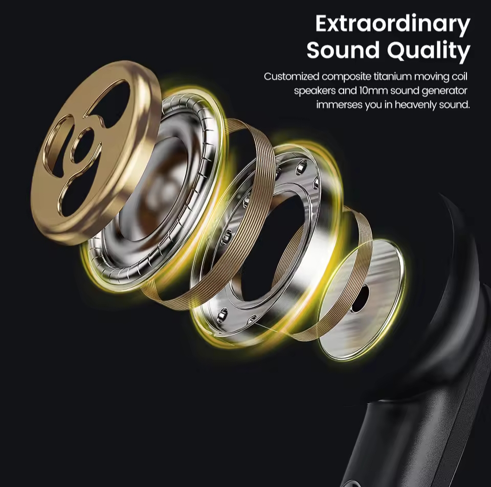 Toocki Bluetooth 5.3 Wireless Headphones Earphone TWS In-Ear Waterproof Headset LED 40H 35ms Low Latency Earbud with Microphone. 