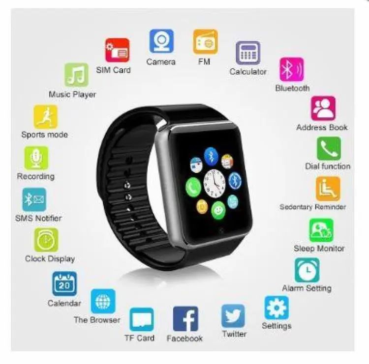 A1 Smart Watch with Calling Function Bluetooth Camera SmartWatch SIIM and Memory Card. 