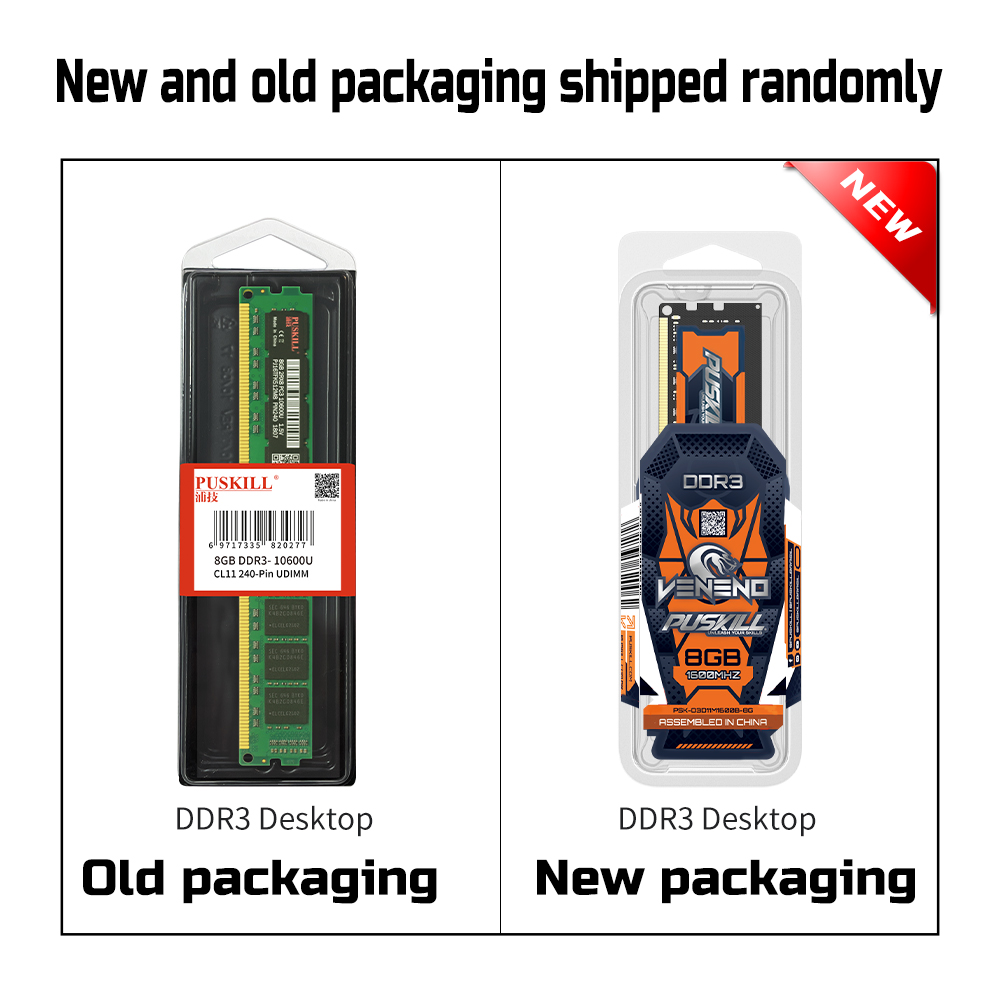 10 PCS PUSKILL Desktop Memoria Ram DDR3 8GB 4GB 2GB 1.5V 240 Pin PC3 1600MHz 1333MHz Udimm Memory Wholesale. 