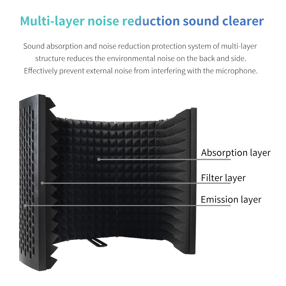 G-MARK 5 Panel Reflection Filters Professional Studio Recording Microphone Isolation Shield Suitable For Any Condenser Mic. 