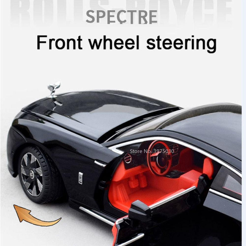 1/24 Alloy Diecast Car Model Rolls Royce Spectre Toy Simulation Limousine Pull Back Sound Light Advanced Decorative Toys for Boy. 
