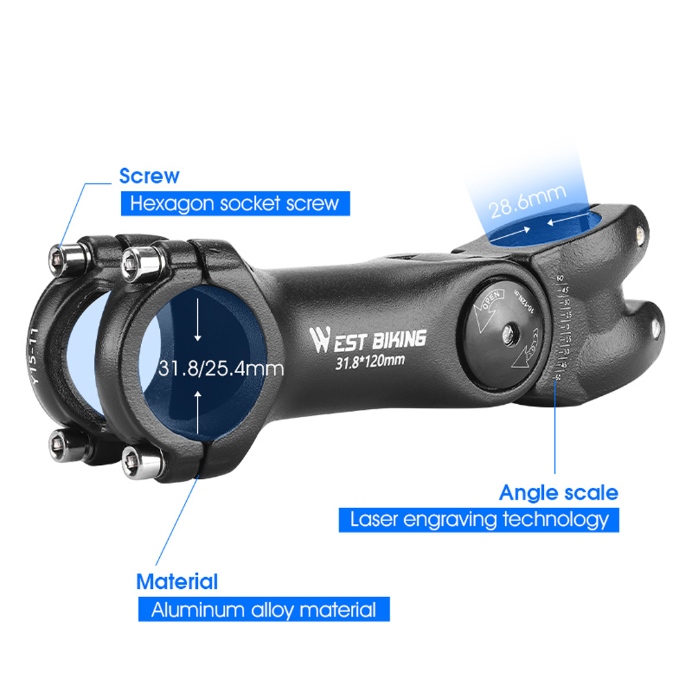 WEST BIKING Adjustable Bicycle Handlebar Stem Variable 60 Degree Angle Bike Handlebar Riser Road Bike Front Fork Stem Adapter. 