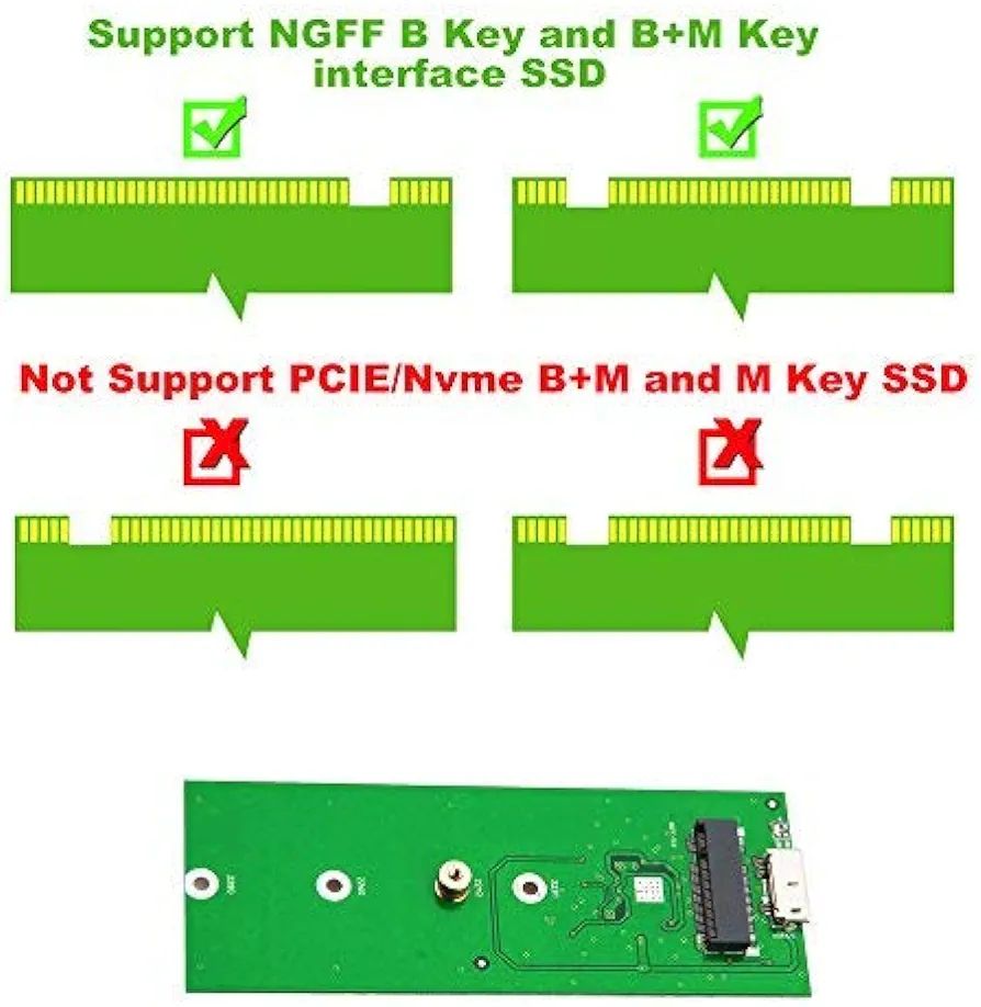 M.2 SATA SSD to USB 3.0 External SSD Reader Converter Adapter Enclosure with UASP, Support NGFF M.2 2280 2260 2242 2230 SSD with Key B/Key B+M(Can't Fit for PCIe NVMe/PCIe AHCI with Key M). 