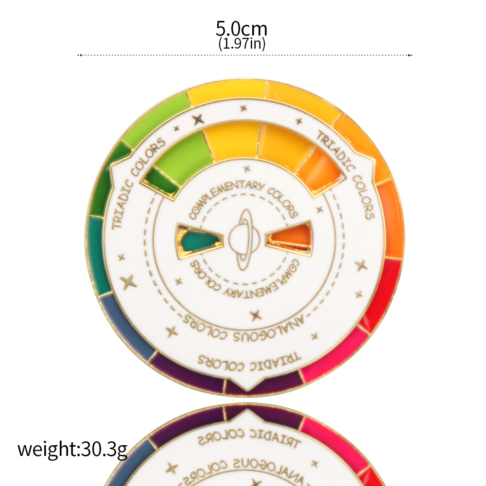 Spinning Color Compass Enamel Pin Novelty Rotatable Palette Brooch Color Wheel Badge for Backpacks Aesthetic Jackets Accessories. 