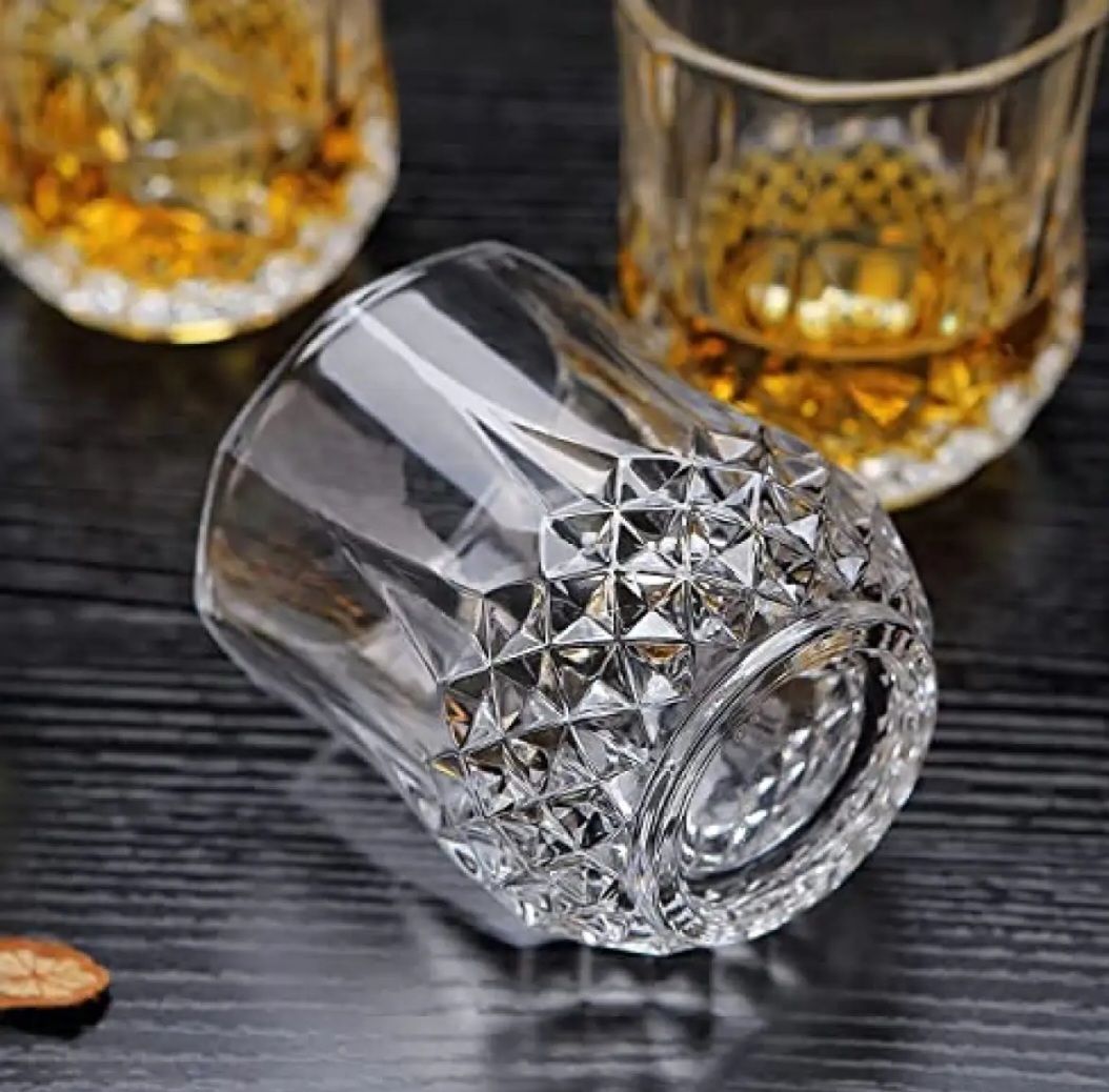 Water Drinking Shorbot Glass Set - Beautiful Design Transparent Glassware - 200Ml Capacity - Set Of 6. 