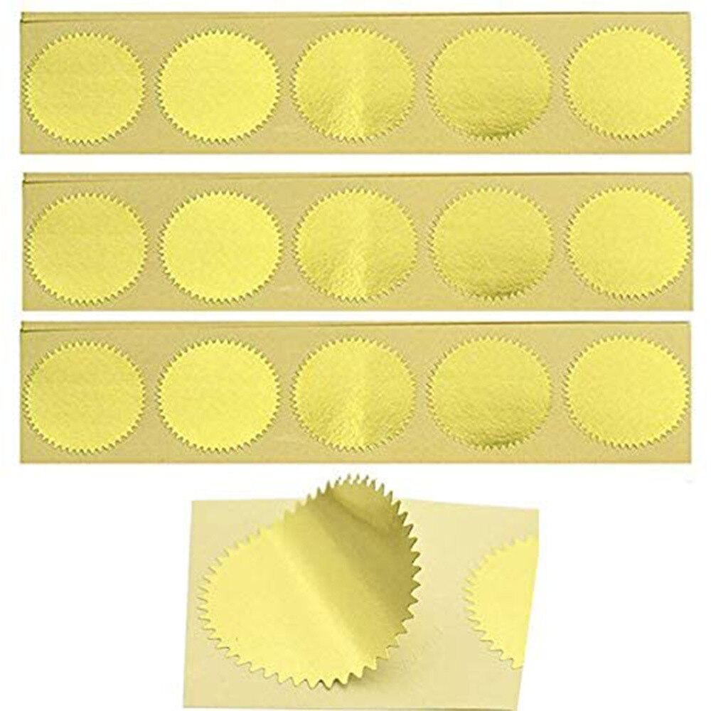 100pcs Embossing Stickers Blank Metallic Gold Certificate Seals Embossed Foil Stickers Scallop Edge Stickers Embosser Stamp Seal. 