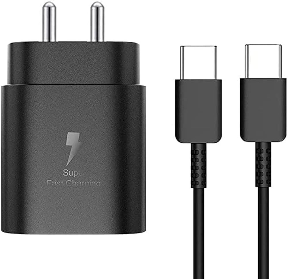 Official Samsung 45W PD Fast Charging Adapter Type-C to Type-C Adapter and Cable 2 pin. 